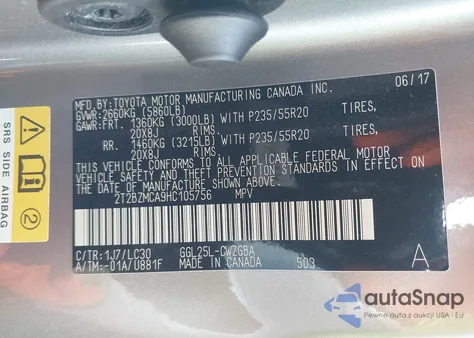 2017 Lexus Rx 350 F Sport из США, поврежденный, VIN 2T2BZMCA9HC105756